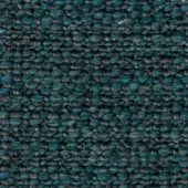 Teal woven fabric texture with a granular, nubby surface and speckled gray threads; dense, irregular weave with rounded knots and a matte finish.